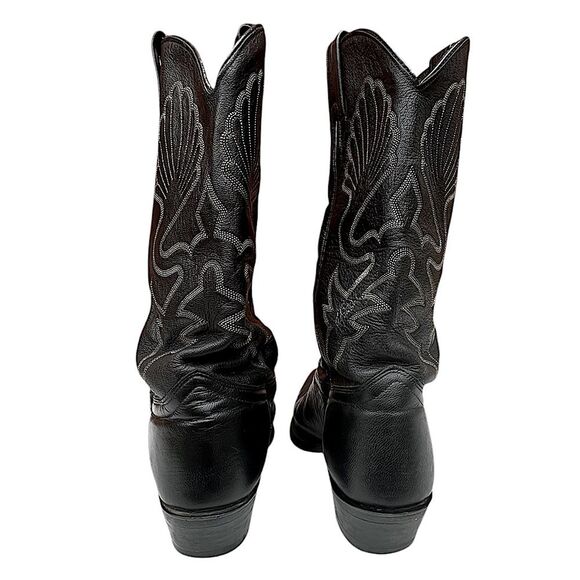 J. Chisholm D980 Black Leather Pointed Western Boots w/ Decorative Stitching 9.5 - Picture 9 of 13